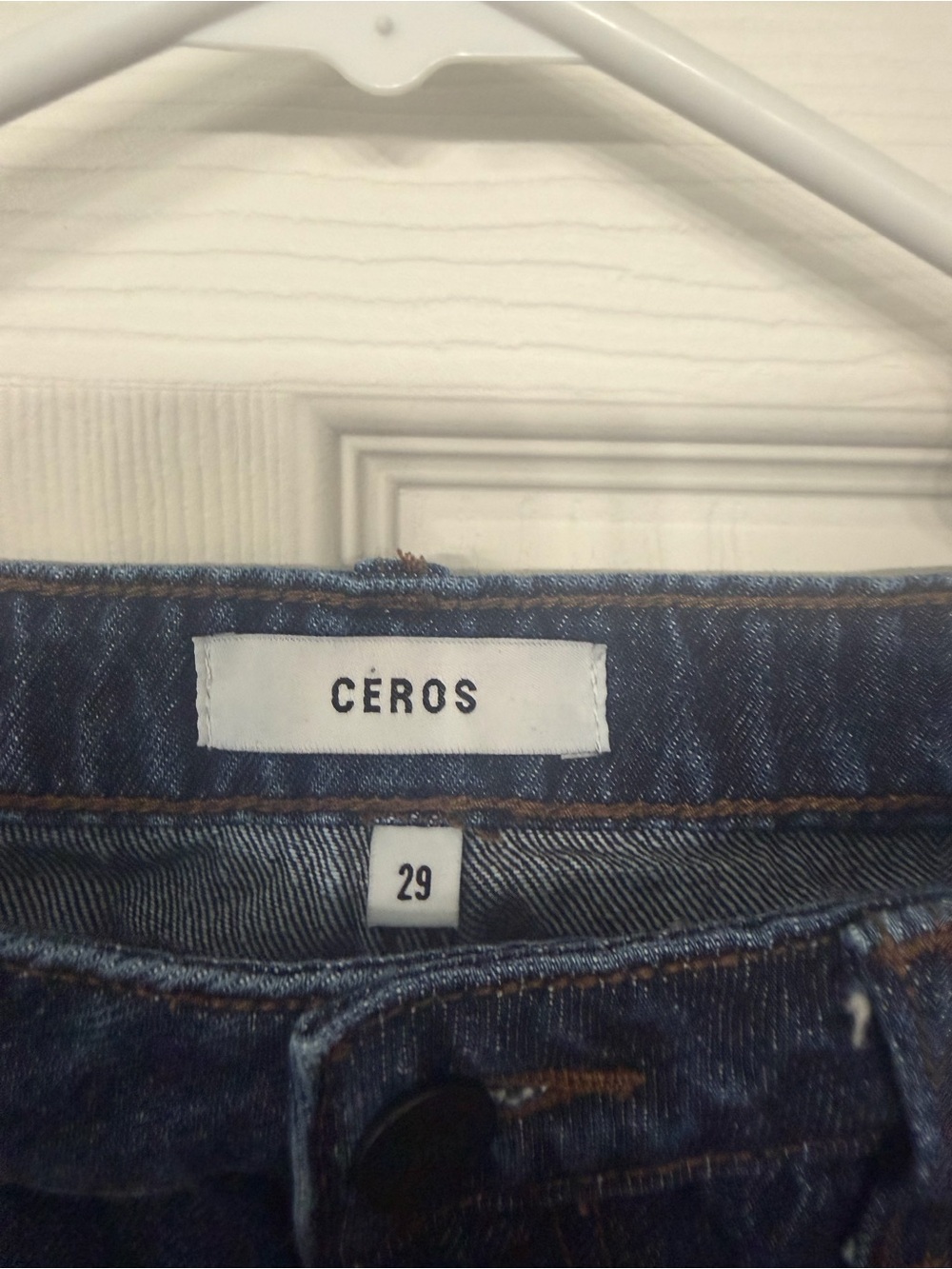 Ceros Women's Dark Blue Cropped Distressed Jeans - Picture 2 of 3